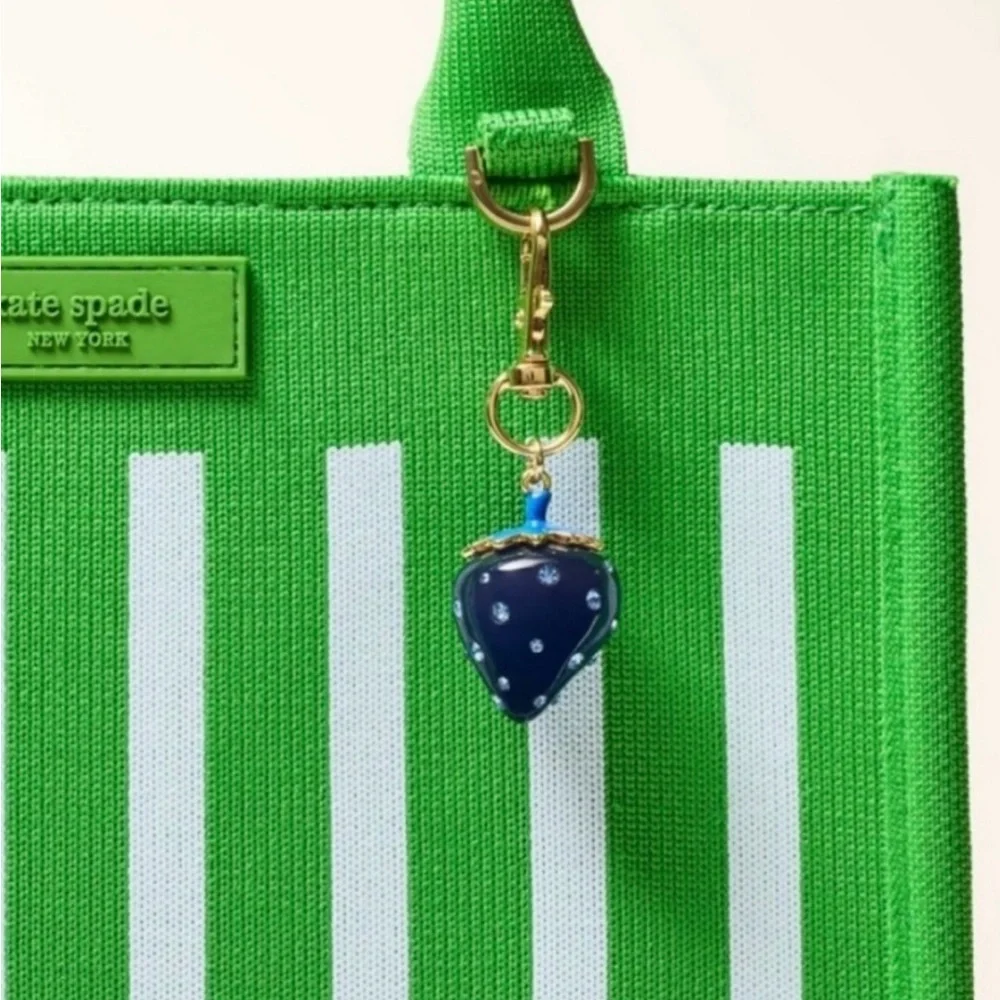NWT! Kate Spade x Target Blue Strawberry Key Chain Rhinestone - Picture 3 of 3